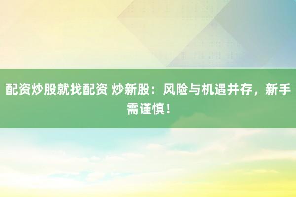 配资炒股就找配资 炒新股：风险与机遇并存，新手需谨慎！