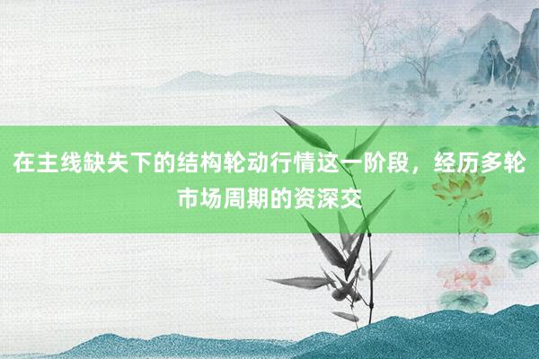 在主线缺失下的结构轮动行情这一阶段，经历多轮市场周期的资深交
