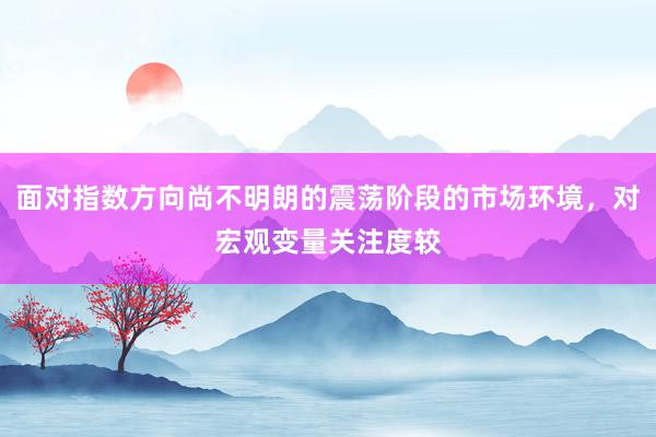 面对指数方向尚不明朗的震荡阶段的市场环境，对宏观变量关注度较
