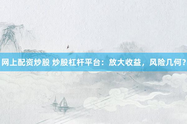 网上配资炒股 炒股杠杆平台：放大收益，风险几何？